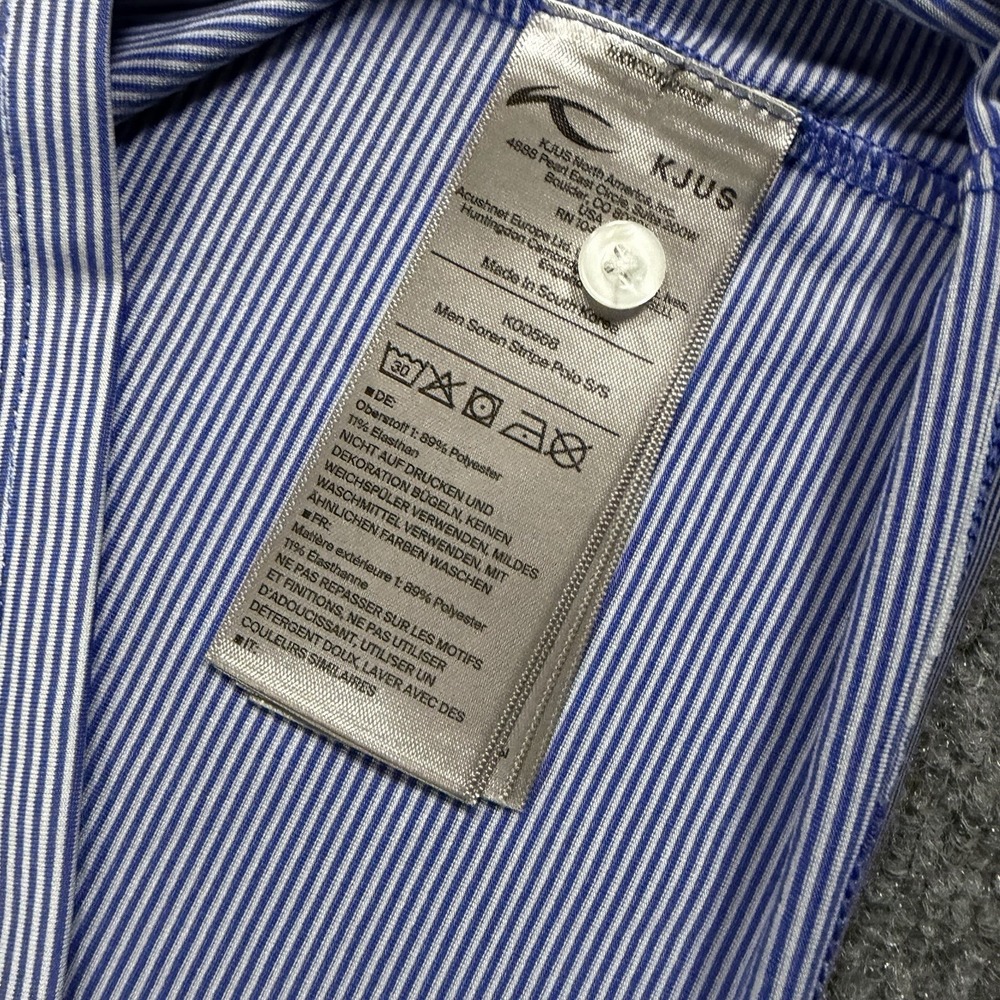 Kjus Old Head Golf Links Polo Mens XL Blue Striped Soren Performance UPF 50+ - Picture 7 of 9